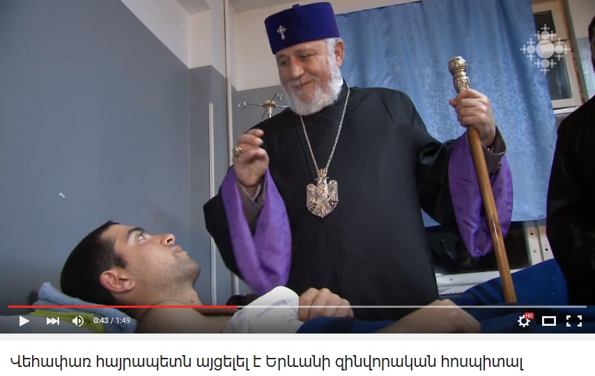 H.H. Karekin II, Supreme Patriarch and Catholicos of All Armenians Visits Wounded Armenian Soldiers in Military Hospital in Yerevan 