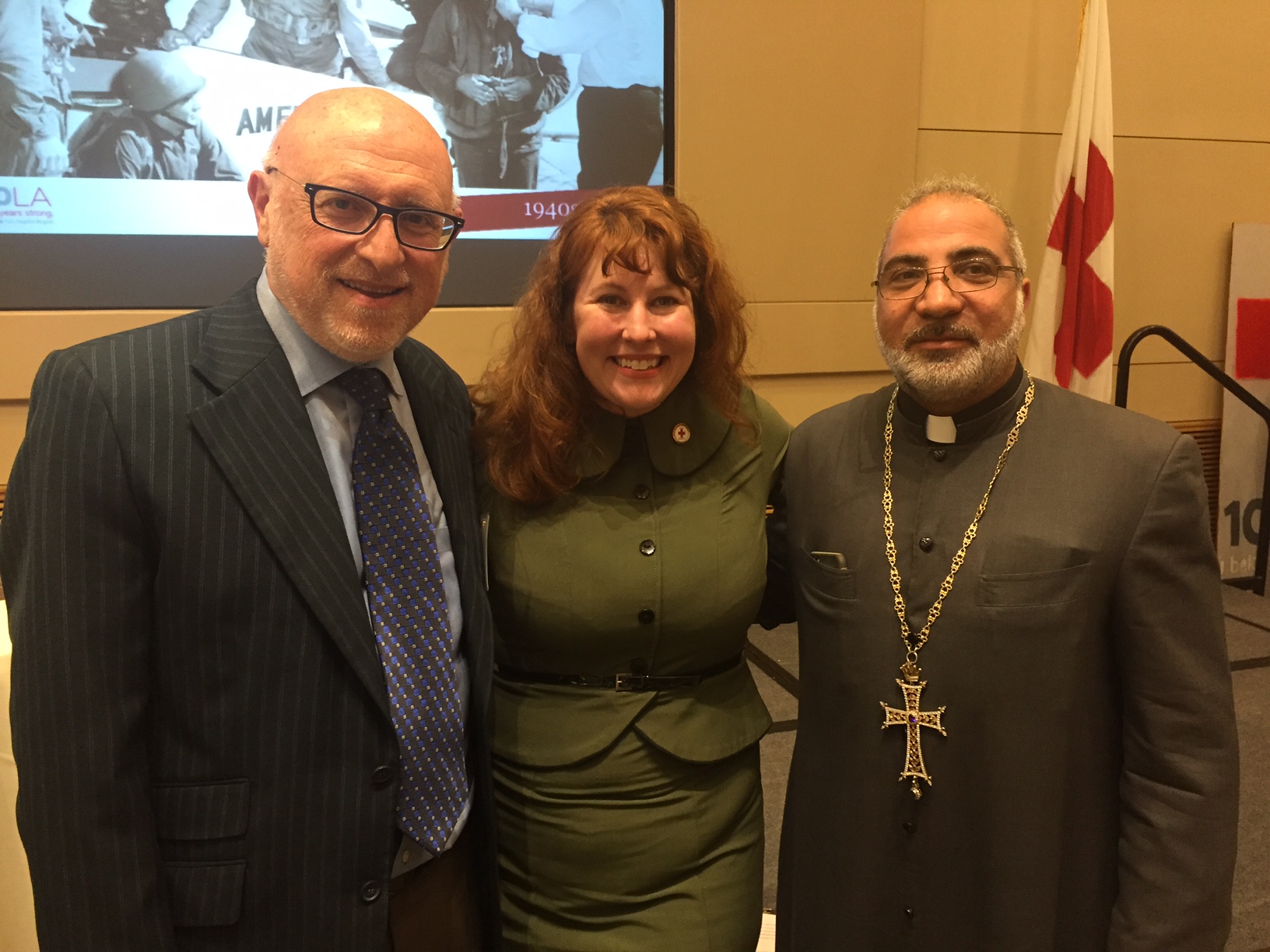 Diocesan Council Chair and ARCLAR Board Member Joseph Kanimian, Esq. and Diocesan Vicar General Very Rev. Fr. Pakrad Dz. V. Berjekian Congratulate ARCLAR’s Newly Elected Chair Andrea Davis