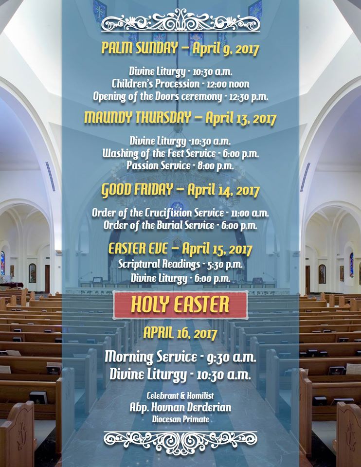 Schedule of Holy Week Services