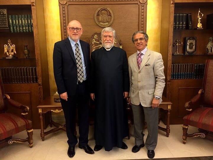 His Holiness Aram I receives the Chairman of the Diocesan Council of the Western Diocese of the Armenian Church of North America and the chairperson of the Armenian Democratic Liberal Party, Ramgavar of Lebanon