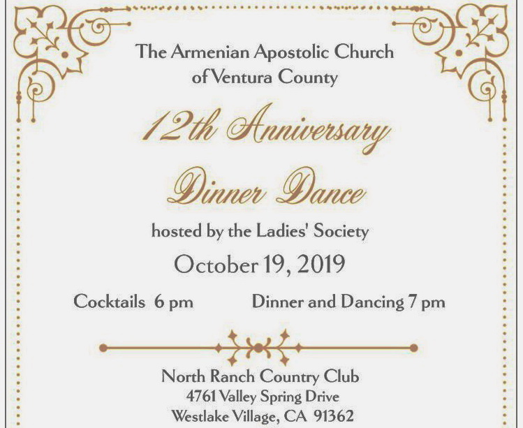 Armenian Apostolic Church of Ventura County Ladies Society Presents Armenian Church Dinner Dance on Oct. 19
