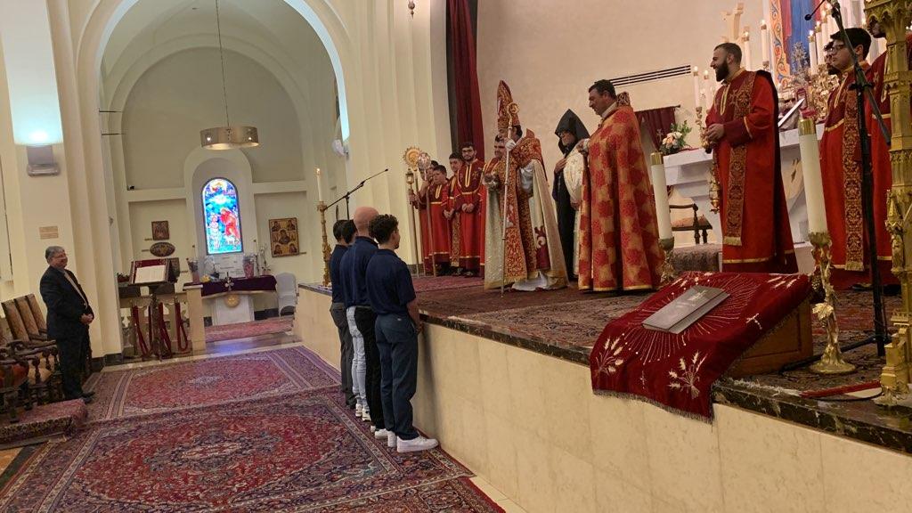 U16 Boys Basketball of Armenia Receives Blessing of Diocesan Primate Archbishop Hovnan Derderian 